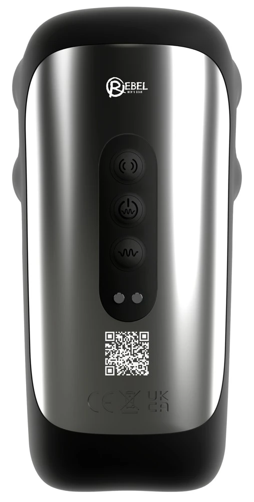 Rebel Masturbator mit Pulsation, Vibration und Greifmassage, Silikon, schwarz Rebel Masturbator mit Pulsation, Vibration und Greifmassage, Silikon, schwarz