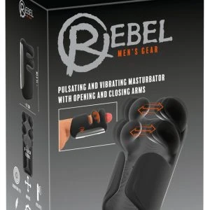 Rebel Masturbator with Pulsation, Vibration and Grip Massage, Silicone, Black