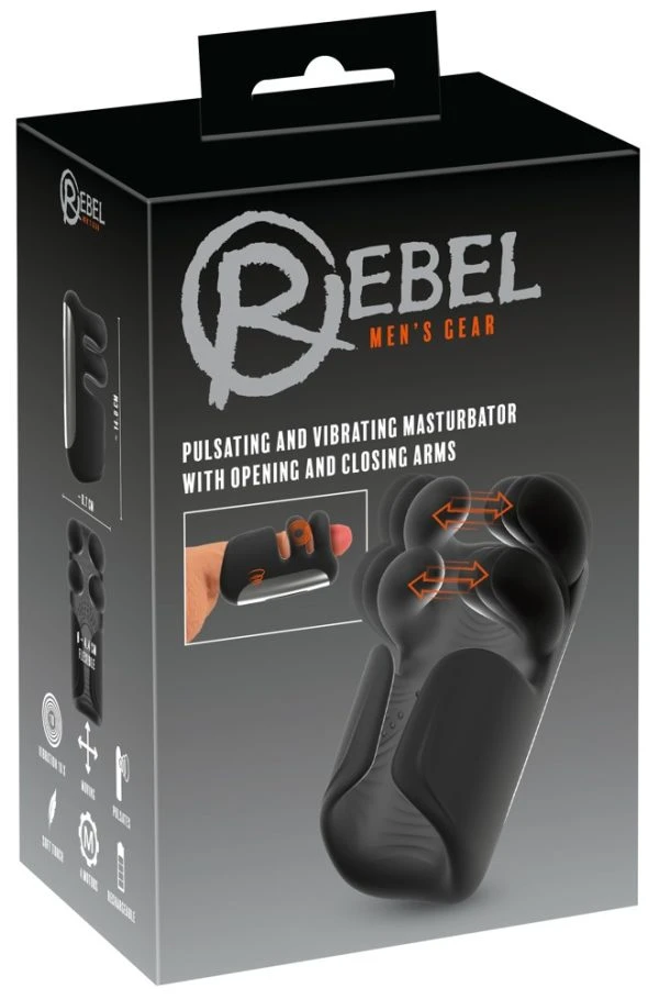 54091010000_verp.jpg Rebel Masturbator mit Pulsation, Vibration und Greifmassage, Silikon, schwarz