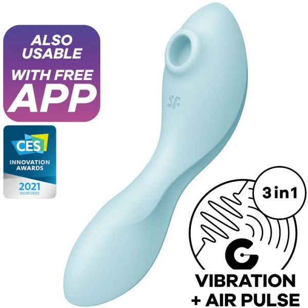 Satisfyer Curvy Trinity 5+ Vibrator met drukwellen en app-bediening blauw