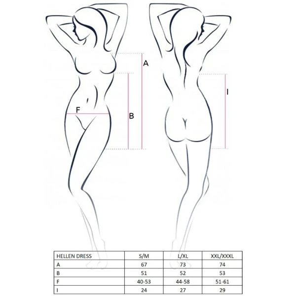 Passion Hellen Jurk en Tanga Set L/XL zwart