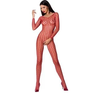 Passion Netz-Bodystocking mit Schrittöffnung BS068 rot Unisize