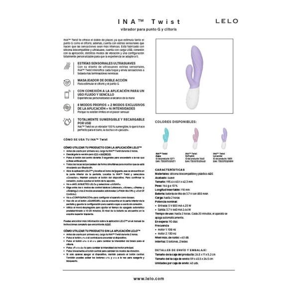 Lelo INA Twist Dual Vibrator for G-Spot and Clitoris Lelo INA Twist Dual Vibrator for G-Spot and Clitoris