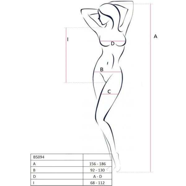 Passion Bodystocking van mesh met kant en drukmotief