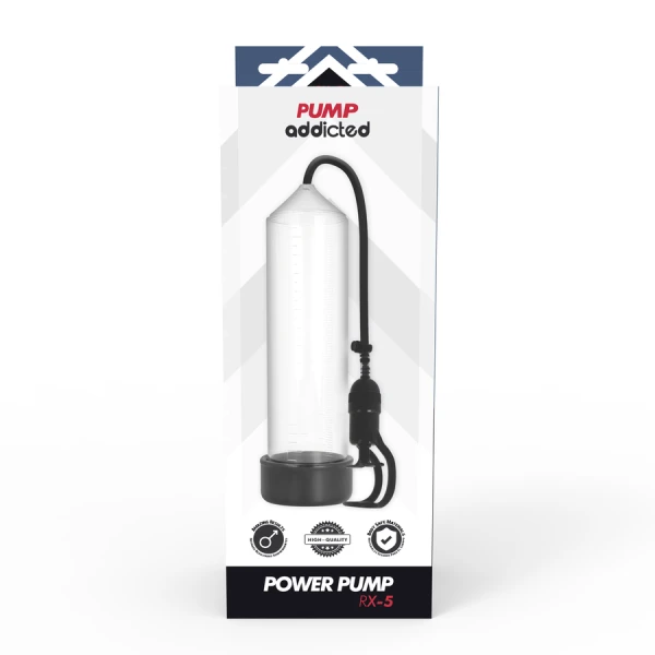 Pump Addicted Penispomp RX5 met vacuümsysteem voor erectiebehandeling Pump Addicted Penispomp RX5 met vacuümsysteem voor erectiebehandeling
