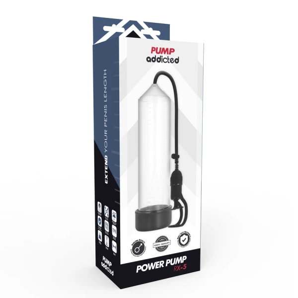 Pump Addicted Penispomp RX5 met vacuümsysteem voor erectiebehandeling Pump Addicted Penispomp RX5 met vacuümsysteem voor erectiebehandeling