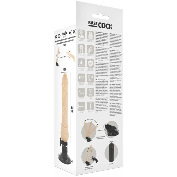 Basecock Realistische Vibrator met bedrade afstandsbediening Basecock Realistische Vibrator met bedrade afstandsbediening