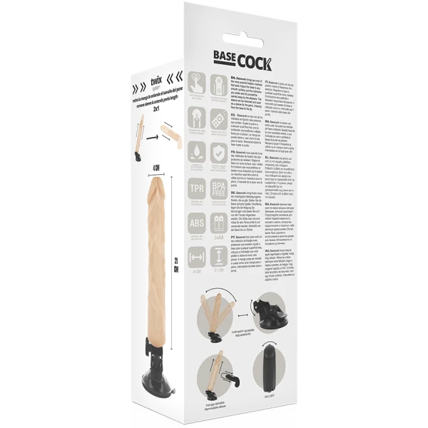 Basecock Realistische Vibrator met Afstandsbediening en Zuignap