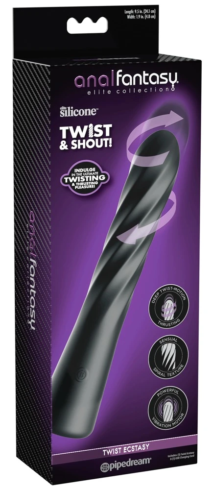 Anal Fantasy Elite Analvibrator met roterende spiralen, zwart