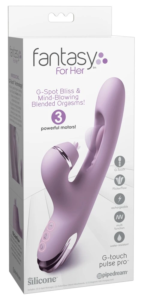 05483160000_verp.jpg Fantasy For Her Rabbitvibrator G-Touch Pulse Pro met clitorisstimulator, paars