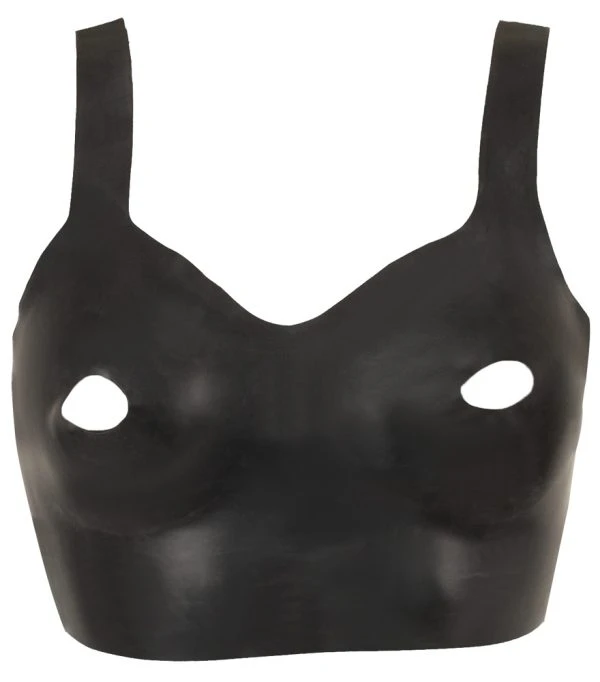 Late X Latex-BH-Top met uitsparingen voor tepelspelletjes, zwart
