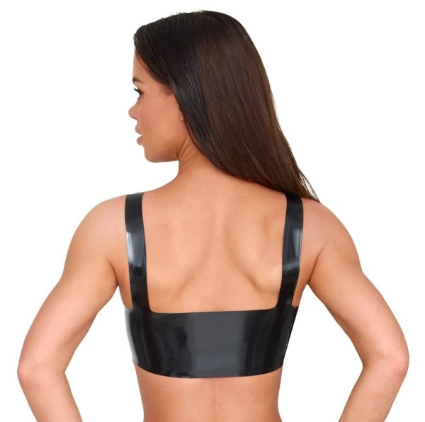 Late X Latex-BH-Top met uitsparingen voor tepelspelletjes, zwart