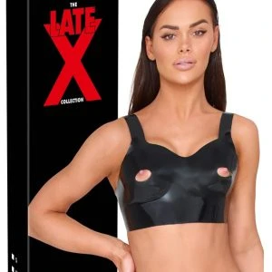 Late X Latex-BH-Top mit Cut-outs für Nippelspiele, schwarz