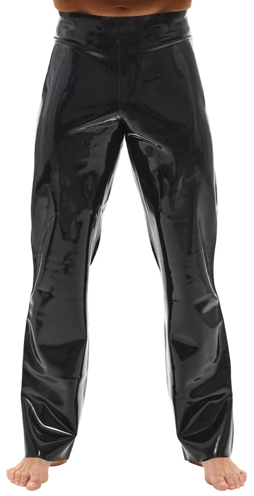 Late X Latex-Hose Bootcut met rode zijstrepen Zwart