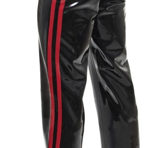 Late X Latex-Hose Bootcut met rode zijstrepen Zwart Late X Latex-Hose Bootcut met rode zijstrepen Zwart - Afbeelding 4