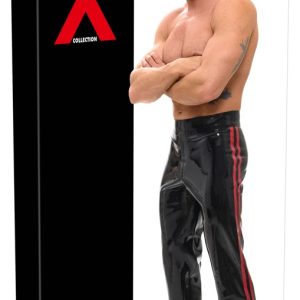 Late X Latex-Hose Bootcut met rode zijstrepen Zwart Late X Latex-Hose Bootcut met rode zijstrepen Zwart - Afbeelding 1