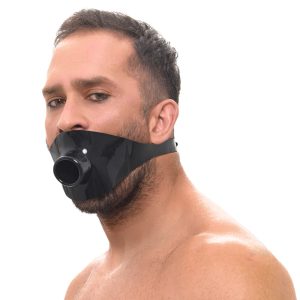 Late X Latex Knebel met opening – Holle knebelmasker zwart Late X Latex Knebel met opening – Holle knebelmasker zwart - Afbeelding 2