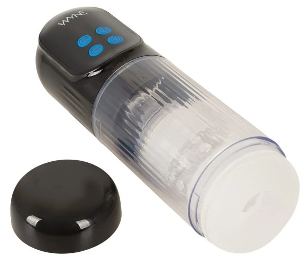 WYNE Masturbator 12 met vibratie, zuigfunctie, rotatie en stroking, zwart