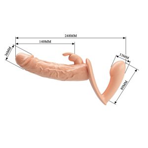 Baile Dubbele Penetratie Strap-on met Holle Dildo, huidskleur/zwart Baile Dubbele Penetratie Strap-on met Holle Dildo, huidskleur/zwart - Afbeelding 10