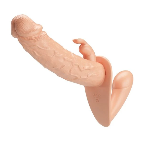 Baile Dubbele Penetratie Strap-on met Holle Dildo, huidskleur/zwart