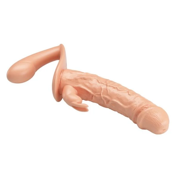 Baile Dubbele Penetratie Strap-on met Holle Dildo, huidskleur/zwart