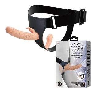 Baile Dubbele Penetratie Strap-on met Holle Dildo, huidskleur/zwart Baile Dubbele Penetratie Strap-on met Holle Dildo, huidskleur/zwart - Afbeelding 2