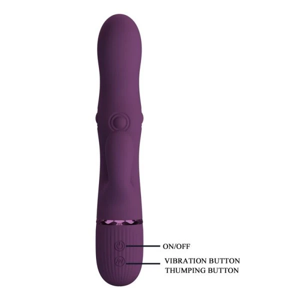 Pretty Love Zach oplaadbare konijnenvibrator met stootfuncties, paars