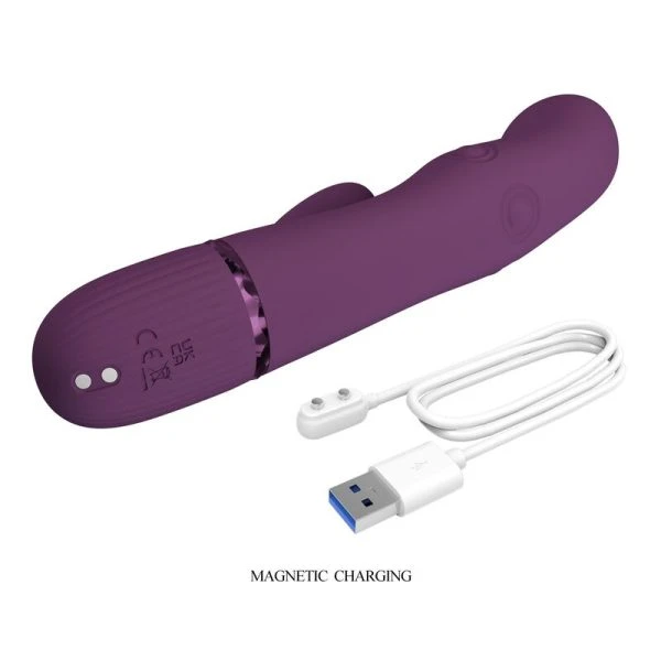 Pretty Love Zach oplaadbare konijnenvibrator met stootfuncties, paars