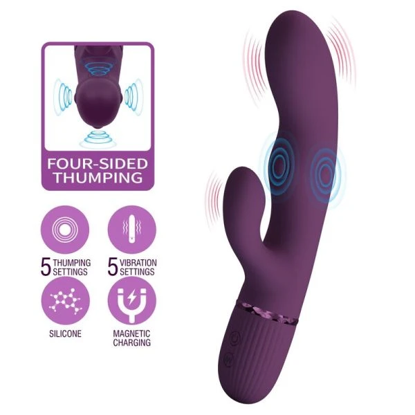 Pretty Love Zach oplaadbare konijnenvibrator met stootfuncties, paars