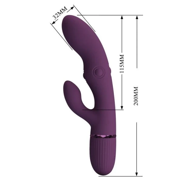Pretty Love Zach oplaadbare konijnenvibrator met stootfuncties, paars