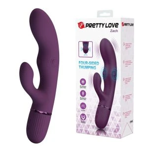 Pretty Love Zach wiederaufladbarer Hase-Vibrator mit Stoßfunktionen, lila