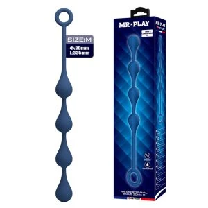 Mr Play Silicone anal beads size M 33 cm blue