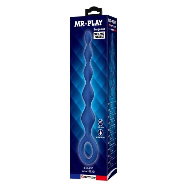 Mr Play Siliconen analkralen met anaalplug 20,4 cm blauw Mr Play Siliconen analkralen met anaalplug 20,4 cm blauw