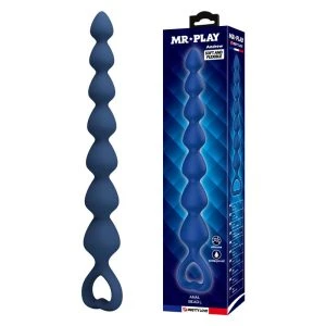 Mr Play Silicone Anal Beads with Anal Plug 26.7 cm blue