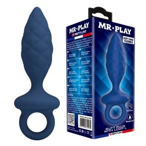 Mr Play Anaalplug met gestructureerd oppervlak Blauw L