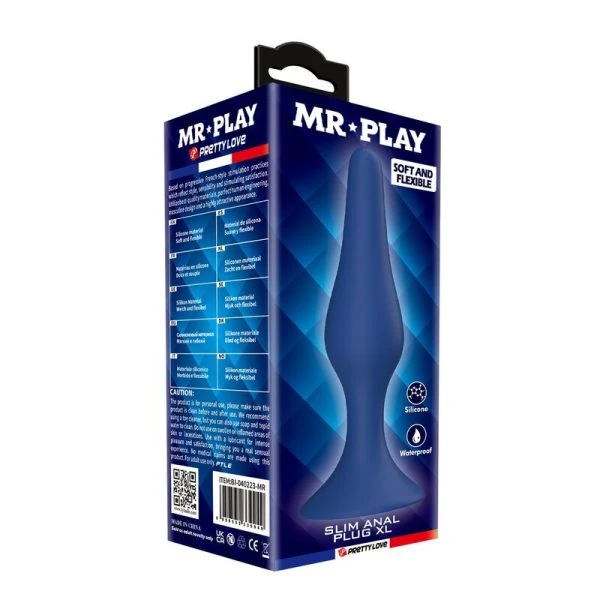 Mr Play Conische siliconen anaalplug XL blauw