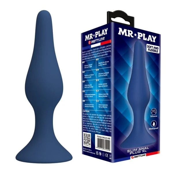 Mr Play Conische siliconen anaalplug XL blauw