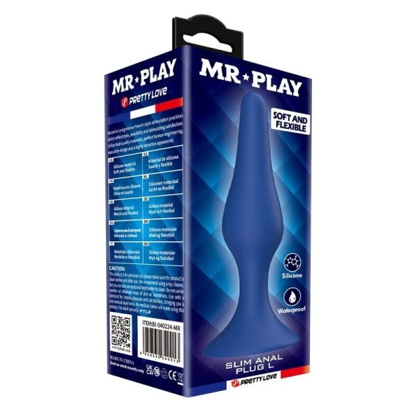 Mr Play Siliconen Anaalplug slank Blauw L