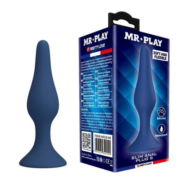 Mr Play Siliconen anale plug Slim maat S blauw