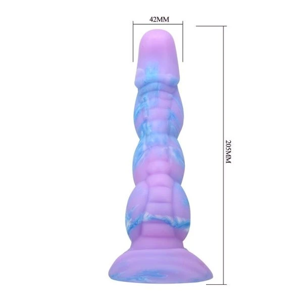 Power Monsters Alien Fantasy Siliconen Dildo 20,5 cm Ø 4,8 cm blauw-paars