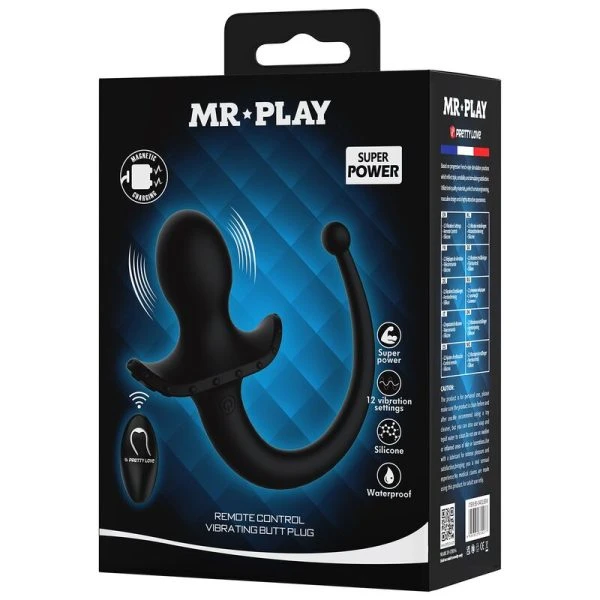 Mr Play Analvibrator met afstandsbediening, siliconen, zwart