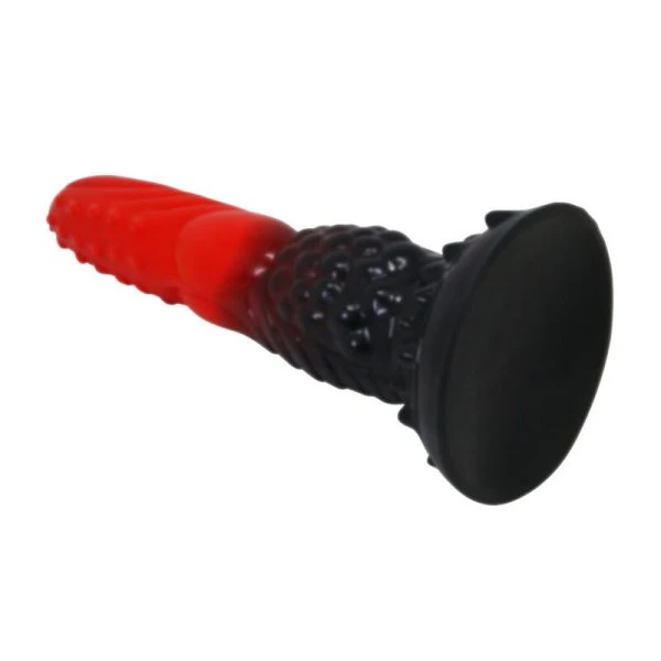 Power Monsters Siliconen Fantasydildo VuurDraak met Zuignap 24,5 cm rood-zwart