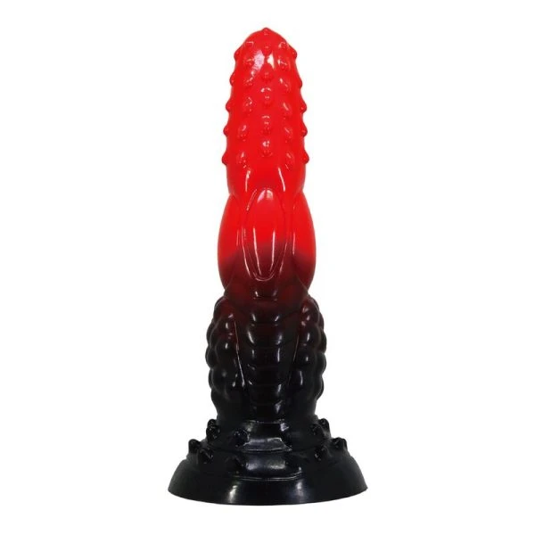 Power Monsters Siliconen Fantasydildo VuurDraak met Zuignap 24,5 cm rood-zwart
