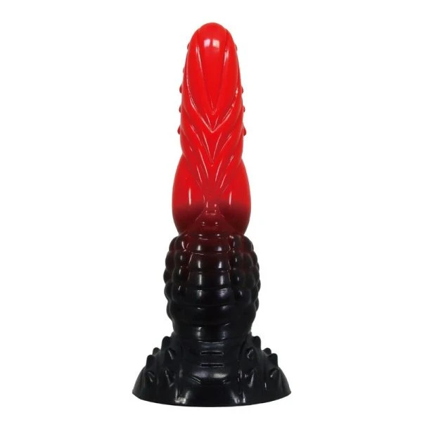 Power Monsters Siliconen Fantasydildo VuurDraak met Zuignap 24,5 cm rood-zwart
