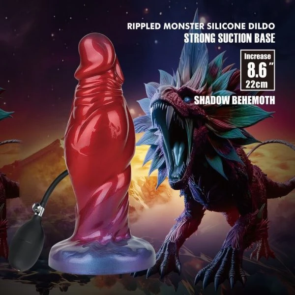 Power Monsters Shadow Behemoth opblaasbare fantasy-siliconendildo 22 cm