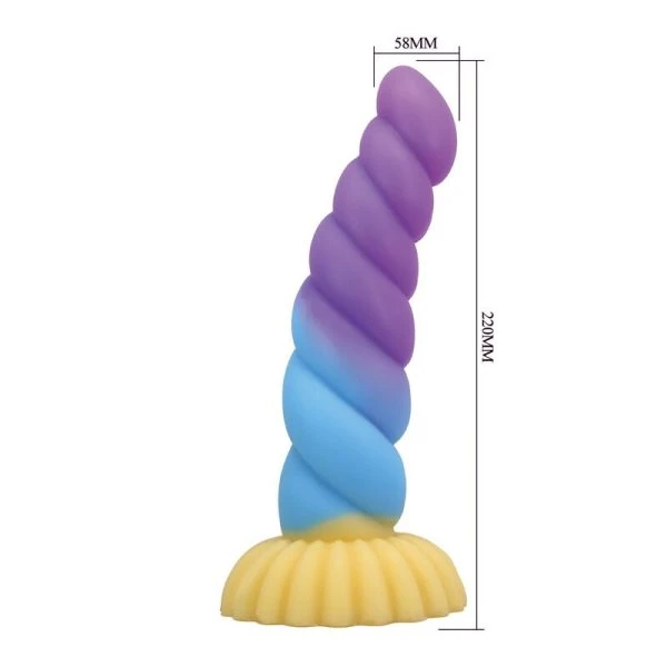 Power Monsters Eenhoorn siliconen dildo driekleurig 22 cm Ø 5 cm
