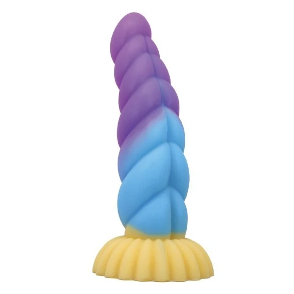 Power Monsters Eenhoorn siliconen dildo driekleurig 22 cm Ø 5 cm