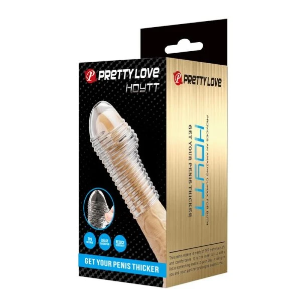 Pretty Love Penissleeve met gestructureerde ringen transparant