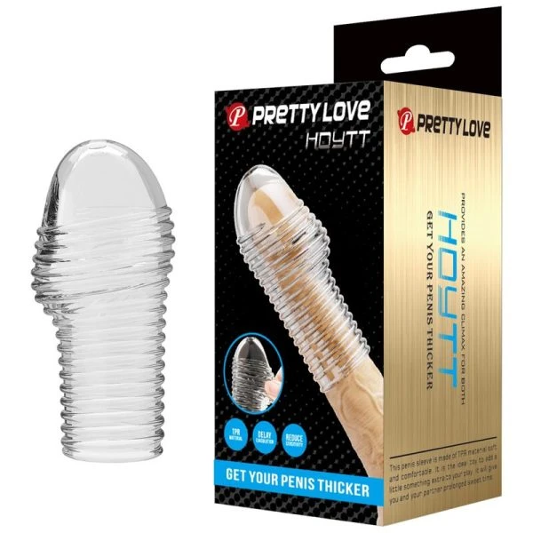 Pretty Love Penissleeve met gestructureerde ringen transparant