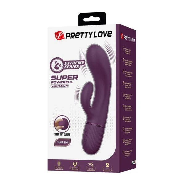 Pretty Love Margie oplaadbare konijnenvibrator met clitorisstimulator, paars Pretty Love Margie oplaadbare konijnenvibrator met clitorisstimulator, paars